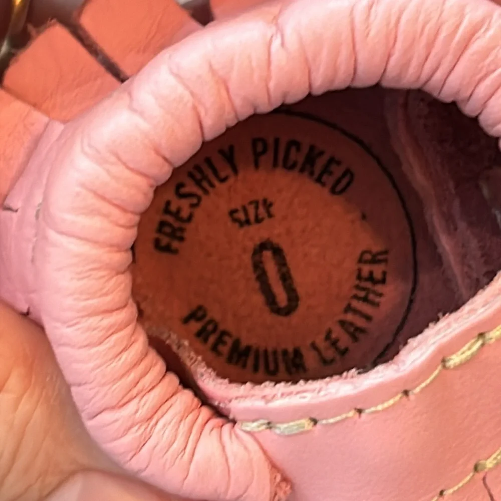 Like New Freshly Picked NB Infant Pink Moccasin sz 0 Premium Leather Made In USA